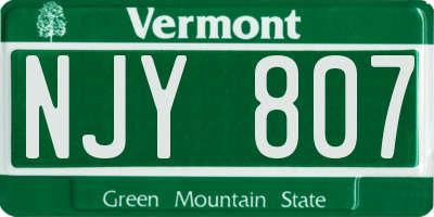 VT license plate NJY807