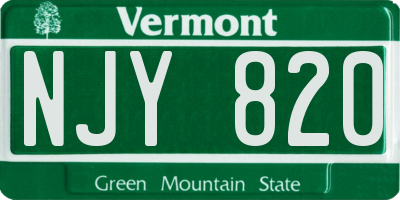 VT license plate NJY820