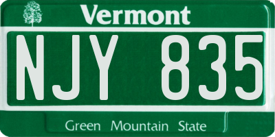 VT license plate NJY835