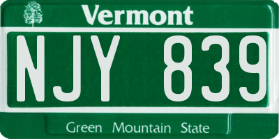 VT license plate NJY839