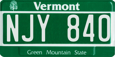 VT license plate NJY840