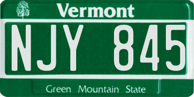 VT license plate NJY845