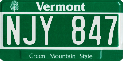 VT license plate NJY847