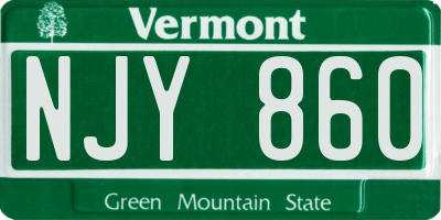 VT license plate NJY860
