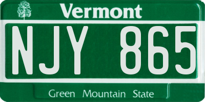 VT license plate NJY865