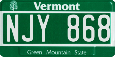 VT license plate NJY868