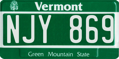 VT license plate NJY869