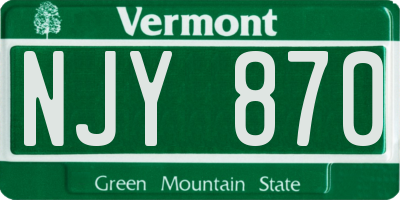VT license plate NJY870