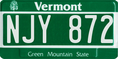 VT license plate NJY872