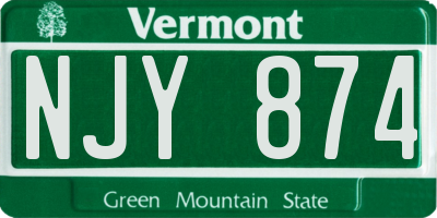 VT license plate NJY874