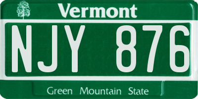 VT license plate NJY876