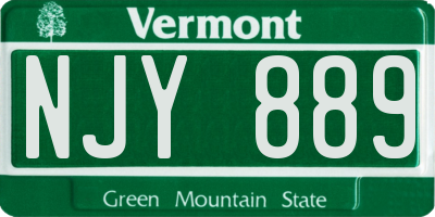 VT license plate NJY889