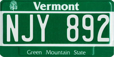 VT license plate NJY892