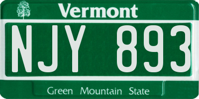 VT license plate NJY893