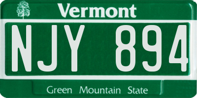 VT license plate NJY894