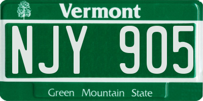 VT license plate NJY905