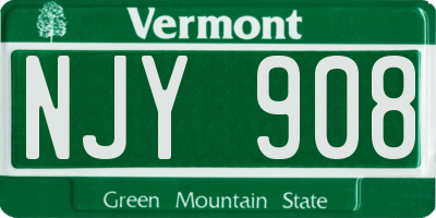 VT license plate NJY908