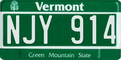 VT license plate NJY914