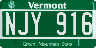 VT license plate NJY916