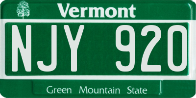 VT license plate NJY920