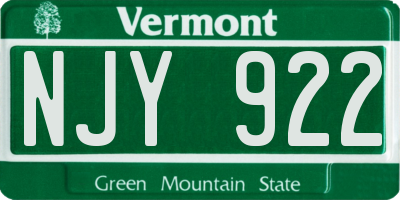 VT license plate NJY922