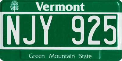 VT license plate NJY925