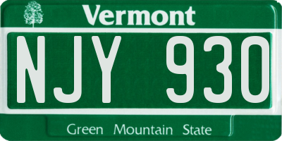 VT license plate NJY930