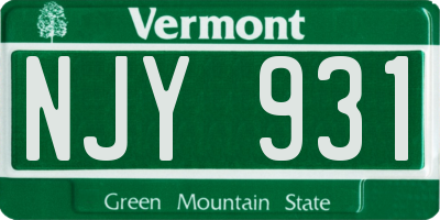 VT license plate NJY931