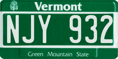 VT license plate NJY932