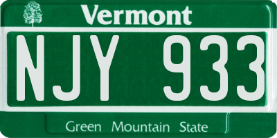 VT license plate NJY933