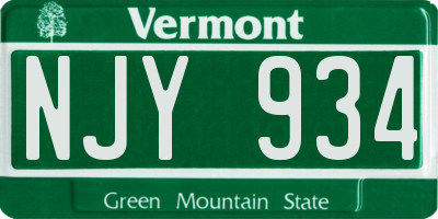 VT license plate NJY934