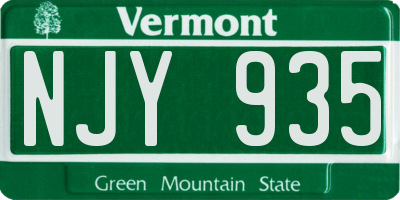 VT license plate NJY935