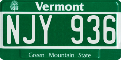 VT license plate NJY936