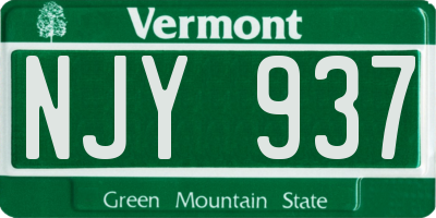 VT license plate NJY937