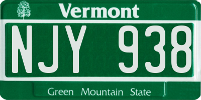VT license plate NJY938