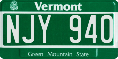 VT license plate NJY940