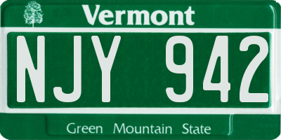 VT license plate NJY942