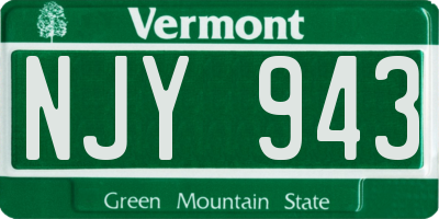 VT license plate NJY943