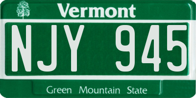 VT license plate NJY945