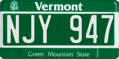 VT license plate NJY947