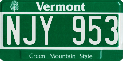VT license plate NJY953