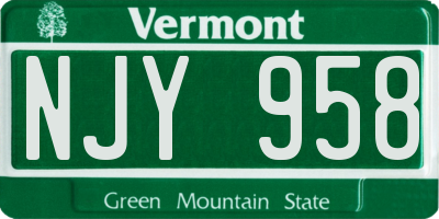 VT license plate NJY958