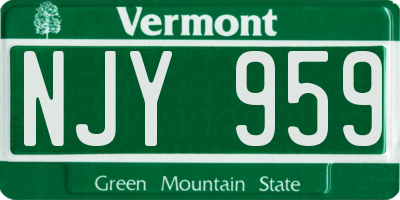 VT license plate NJY959