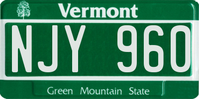 VT license plate NJY960
