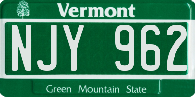 VT license plate NJY962