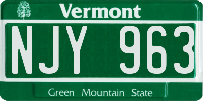 VT license plate NJY963