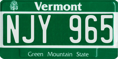 VT license plate NJY965