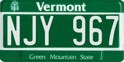 VT license plate NJY967