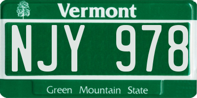 VT license plate NJY978