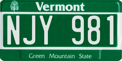 VT license plate NJY981